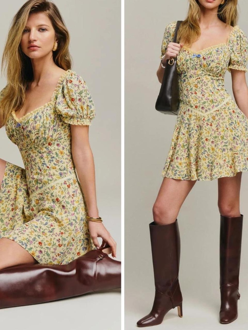 NWT Reformation Ondine Yellow Floral Minidress Size 2 Cottagecore Coquette